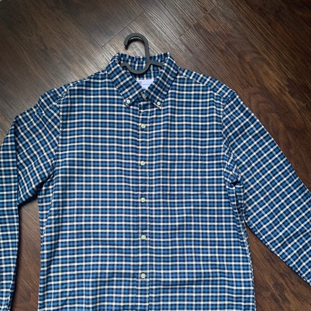 GAP Mens Plaid Button-up Standard Fit Stretch M